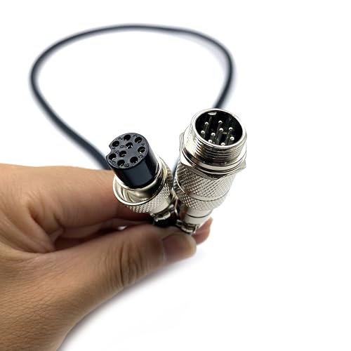 3.28 ft GX16 9 Pin Male to Female Cable, GX16 9Pins Female to Male Head Aviation Cordset Electrical Connector Panel Mount Circular Metal Adapter Cordset for Ships 5A 125V 24AWG (1meter) - size: GX16 9Pin