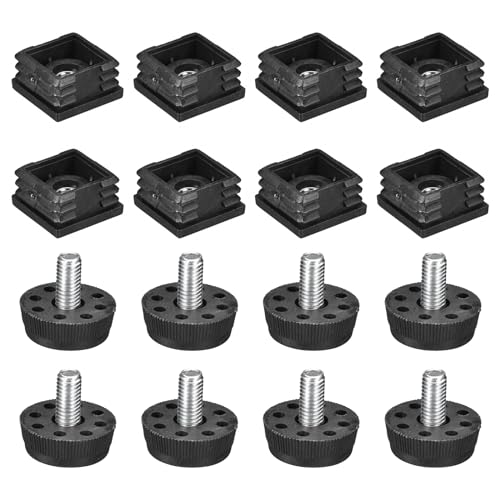 uxcell 8Pcs Inserts for Square Tubes with Leveling Feet, 1.18"x1.18" OD - size: 1.18"x1.18"
