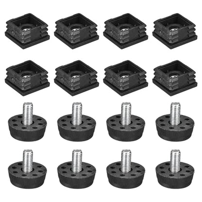 uxcell 8Pcs Inserts for Square Tubes with Leveling Feet, 1.18"x1.18" OD - size: 1.18"x1.18"