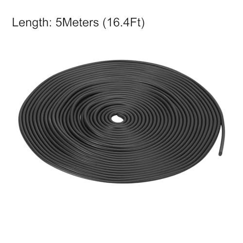 uxcell Nitrile Rubber Round Seal Strip, 3mm(1/8") Diameter 5 Meters (16.4Ft) Long Hard Solid Rubber Weather Stripping for DIY Gasket, Industrial Equipment, and Furniture - size: 3mmx5m