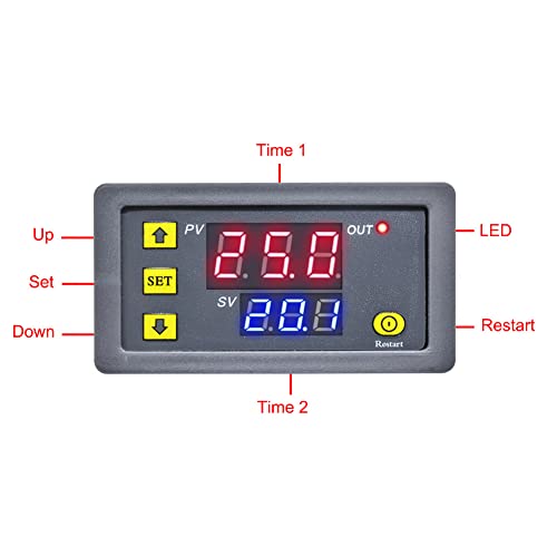 Programmable Cycle Timer Switch Timer Delay Relay LED Digital Display Timing Module (1Piece, AC220V)