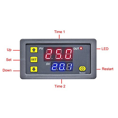 Programmable Cycle Timer Switch Timer Delay Relay LED Digital Display Timing Module (1Piece, AC220V)