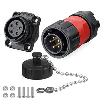 CNLINKO YM-20 Industrial Waterproof Connector IP68 Circular Aviation Plug PBT Plastic Shell M20 2-12 Pin Flange Socket (5-Pin) - size: 5-Pin, style: Male Plug/Female Socket