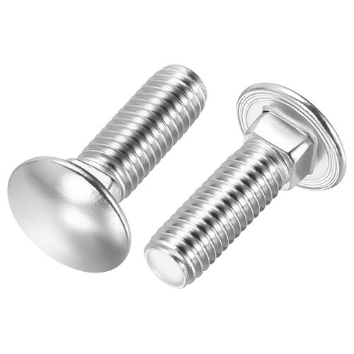 25Pcs 3/8"-16x1-1/4 Carriage Bolt 304SS - color: Silver, size: 3/8"-16x1-1/4"