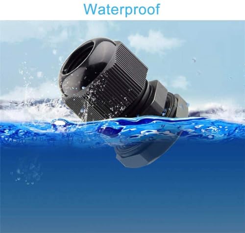 Cable Glands - 25 Pack Plastic Waterproof 3.5-13mm Nylon Cable Glands Joints Wire Protectors, PG 7/9/11/13.5/16, for Home/Garden/Outdoor Lighting Cable Black