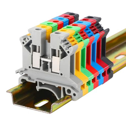 100PCS Red UK2.5B Terminal Block DIN Rail Terminal Blocks - Application for 12-22 AWG 800V Electrical Cabinets Distribution Box,Solar Power System,PLC Industrial Control Automation Panel DIY CNC RV - color: UK2.5B Red Terminal Block
