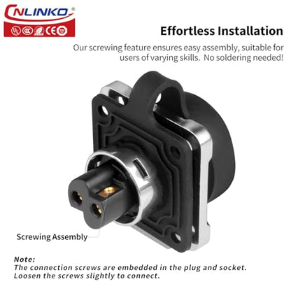 CNLINKO LP-16 2-Pin Waterproof Connector, Screw-in Design Circular Connector IP68 Quick Plugging Aviation Connector, PIN Partitioned Connector M16 Flange Socket (LP16 2 Pin) - size: LP-16 2-Pin Screwing