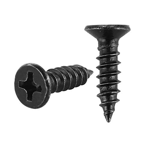 JQK #4 x 1/2" Black Screw, Flat Head Phillips Wood Screw 18-8 S/S Electroplating Black Stainless Steel, #4 x 1/2-Inch, 100-Piece, SB3014-P100 - color: Black, size: #4 x 1/2 IN(100 Pcs)