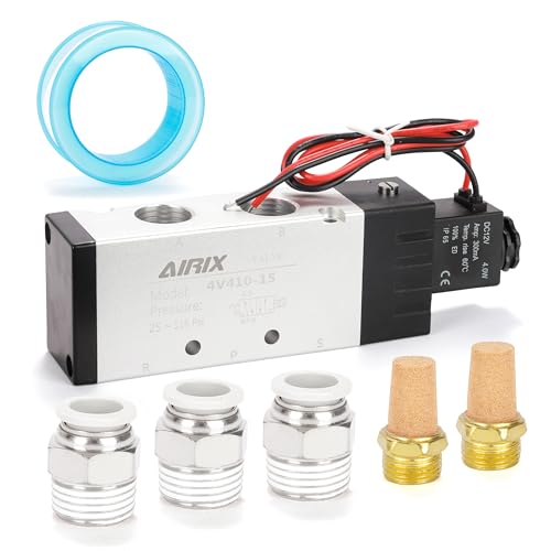 1/2" NPT Solenoid Valve 4V410-15, 5-Way 2-Pos, DC 12V, Out-of-Line - size: NPT1/2″, style: DC12/Out of line