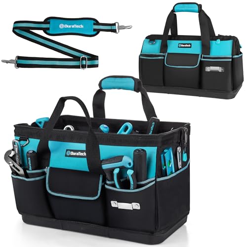 DURATECH 18" Large Tool Bag with Waterproof Hard Bottom, 19 Pockets - size: 18 Inch