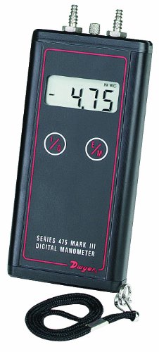 Dwyer Series 475 Mark III Handheld Digital Manometer, 0-1.000"WC Range, 5 psig Maximum Pressure - size: 0-1.000"WC Range, 5 psig Maximum Pressure
