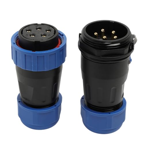 TY28 5 Pin 25A Connector, Female Male Cable Plug Socket, Screw-Connection, Easy Use for Aviation Waterproof Marine Boat Power Device - color: In-line Mount, size: 5 Pin 25A