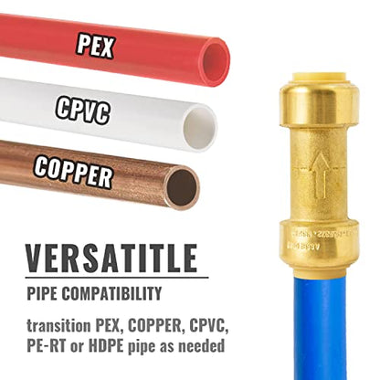 SUNGATOR Check Valve, 1/2 Inch Push-to-Connect Fittings, 2-Pack, Brass - size: 1/2 Inch, style: 2 Pack