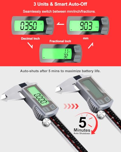 GODESON 6" USB-C Rechargeable Digital Caliper 0-150 mm - size: 6"-Plastic Shell