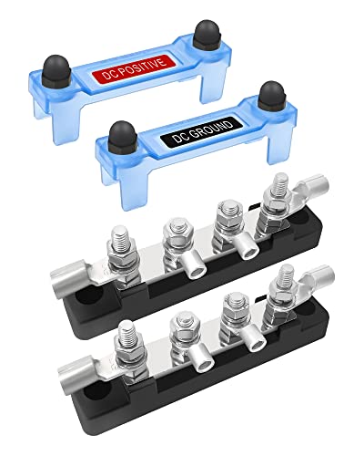 LENKRAD 4 Post Power Distribution Block Bus Bar with Cover, M6 Posts - color: 4 Studs