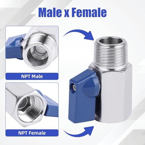 YADIAN 5 Pack 1/4'' Mini Ball Valve 304 Stainless Steel Shut-Off Valve - size: 1/4''