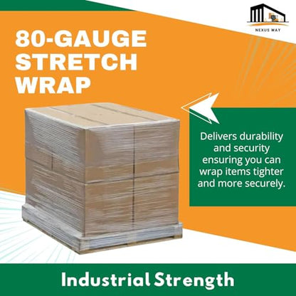 NEXUSWAY 240 PSC 60 Boxes 18'' Shrink Wrap for Moving - Stretch Film Pallet Wrap Roll Heavy Duty 1000 feet 80 Gauge Industrial Strength up to 800% Stretch 20 Microns for Shipping Moving Furniture - style: Pack of 240