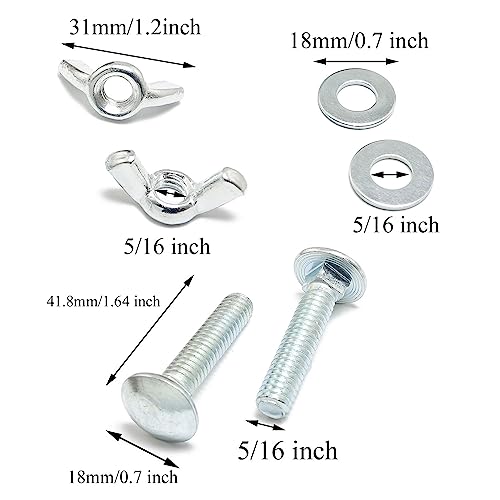 10pcs Carriage Bolts Wing Nuts Wing Screw 5/16-18x1-1/2" with Washers Lightweight and Portable for Fasteners - size: 5/16-18x1-1/2Inch