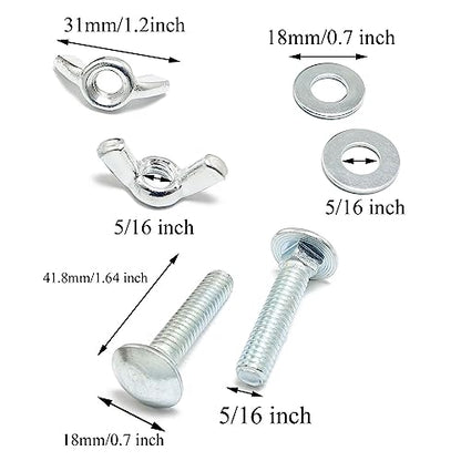 10pcs Carriage Bolts Wing Nuts Wing Screw 5/16-18x1-1/2" with Washers Lightweight and Portable for Fasteners - size: 5/16-18x1-1/2Inch