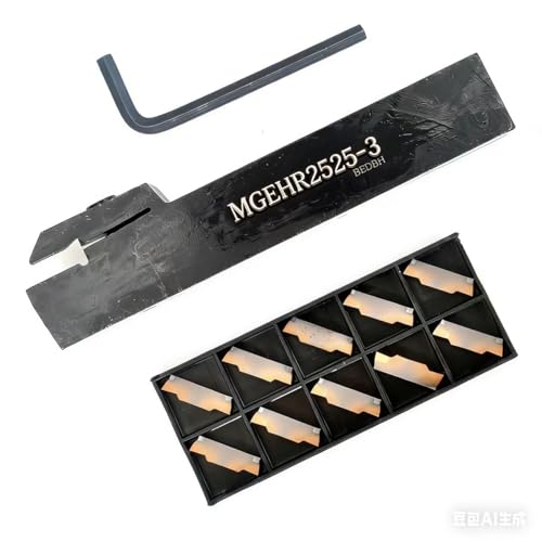 MGEHR2525-4 Grooving Tool Holder with 10 Carbide Inserts, External Turning Tool Set, BDDH (MGEHR-3+MGMN300-M)
