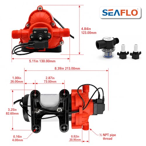 SEAFLO 33 Series 110V/115V AC Fresh Water Pump, 3.3 GPM 45 PSI Self-Priming Pressure Pump with Smart Pressure Switch, Automatic Demand Pump for RV, Caravan Marine Boat Industrial Use, 4-Year Warranty - style: 3.3 GPM | 115V