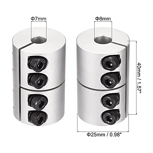 uxcell 7mm to 8mm Shaft Coupling 25mmx40mm Coupler Aluminum Alloy Joint Motor for 3D Printer CNC Machine DIY Encoder - size: 8mm x 7mm