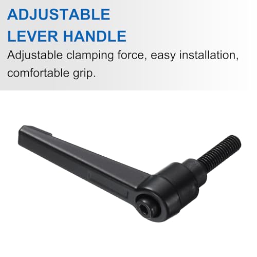 uxcell 4pcs Lever Adjustable Handles M6 x 20mm Metric Male Thread with Nuts Washers, Level Clamping Handle Set Hand Stud Knobs Rotating Screw Handles Bolts with Locking Lever, Black - size: M6 x 20mm