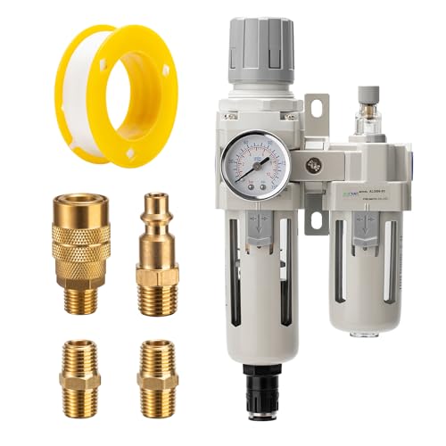 3/8" NPT Auto-Draining Air Filter Regulator Combo with Precision Pressure Gauge | Oil/Water Separator for Compressed Air Systems (0-150 PSI) | Heavy-Duty Brass Construction - size: 3/8NPT, style: Auto Drain