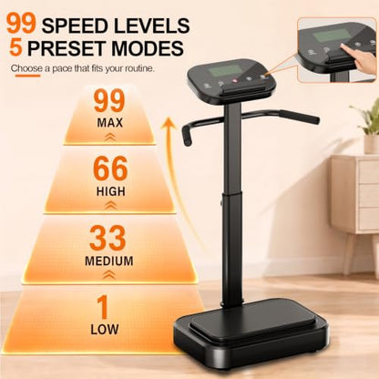 Vibration Plate with Handles for Lymphatic Drainage,Low-Impact Workouts - color: Black