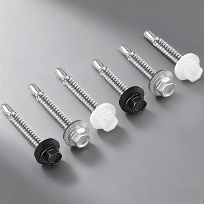 Mellewell #12 x 3 Self Drilling Metal Roofing Screws, Hex Head Sheet Metal Roof Screws with EPDM Washer, Hex Socket Included, 50 PCS - color: Silver, size: #12 x 3"