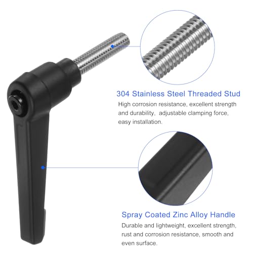 uxcell 4pcs Clamping Lever Handles, M6 x 25mm 304 Stainless Steel Threaded Male Stud, Adjustable Handles Locking Quick Release Ratchet Push Button Bolt Knobs, Black - size: M6 x 25mm