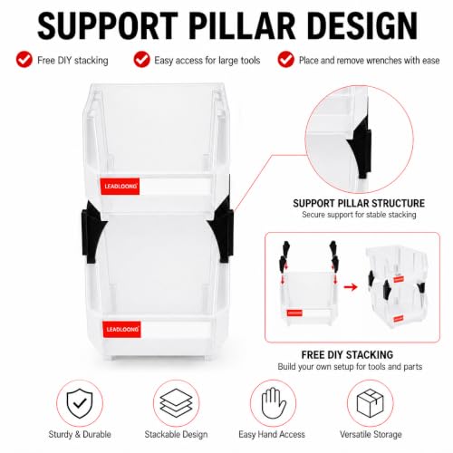 6 Pack Stackable Plastic Parts Bins, 5x4x3 in, Clear - color: Clear-6 Pack, size: 5"x4"x3"