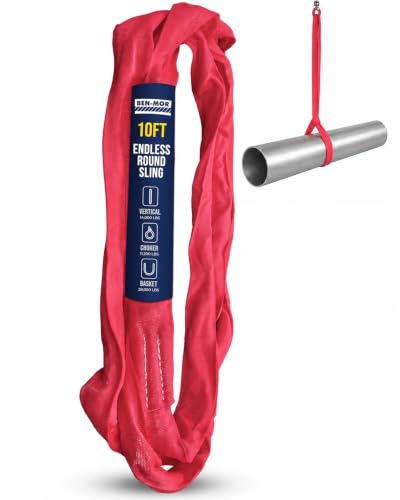 Ben-Mor Heavy-Duty Round Lifting Sling,10 ft 14,000 lb - color: Red - 14,000 lb Vertical WLL, size: 10 feet
