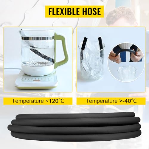 VEVOR Hydraulic Hose 3/4 inch x 50 ft, Coiled Hydraulic Hose 3120 PSI, Rubber with 2 High-Tensile Steel Wire Braid, Bulk -20℃ to 140℃, Hydraulic Oil Flexible Hose - style: 3/4 inch x 50 ft