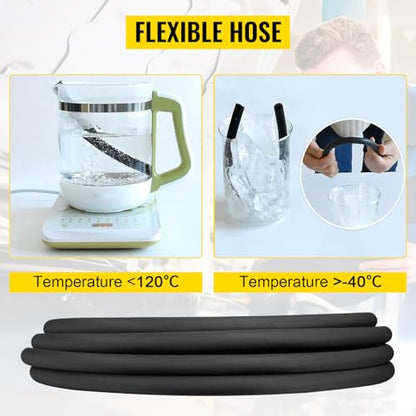 VEVOR Hydraulic Hose 3/4 inch x 50 ft, Coiled Hydraulic Hose 3120 PSI, Rubber with 2 High-Tensile Steel Wire Braid, Bulk -20℃ to 140℃, Hydraulic Oil Flexible Hose - style: 3/4 inch x 50 ft