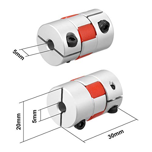 uxcell Shaft Coupling 5mm to 5mm Bore L30xD20 Flexible Coupler Joint for Servo Stepped Motor - size: 5 to 5mm L30xD20