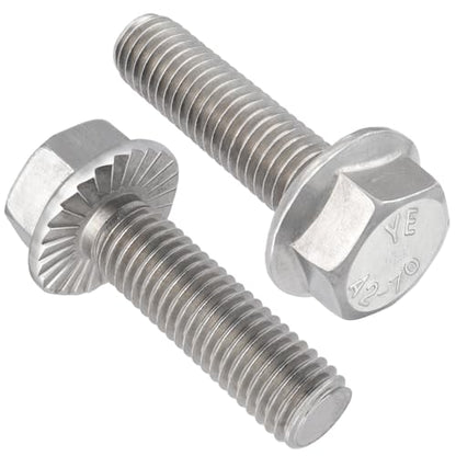 VGBUY M8-1.25 x 30mm Flanged Hex Head Bolts,304 Stainless Steel 18-8,Fully Threaded,Silver External Flange Hex Drive Screws,Pump,Fix Car,DIY Project(20Pcs) - size: M8x30mm