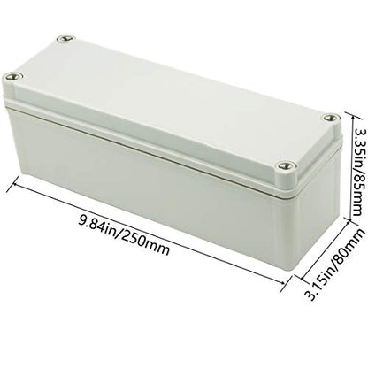Zulkit Junction Box ABS Plastic Dustproof Waterproof IP67 Junction Boxes Universal Electrical Project Enclosure DIY Electronic Project Box Grey 9.84 x 3.15 x 3.35 inch (250 x 80 x 85 mm) - size: 9.84" x 3.15" x 3.35"