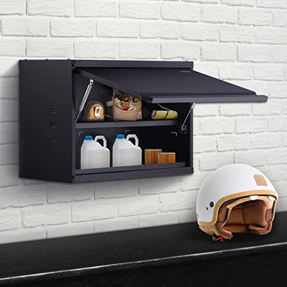 VEVOR Metal Storage Cabinet, 120lbs Load Capacity per Shelf, 20'' Tall Wall-Mounted Powder-Coating Steel Garage Cabinet with Adjustable Shelf, Press to Close & Open Door Perfect for Office Garage Tool - size: Flip up 20"
