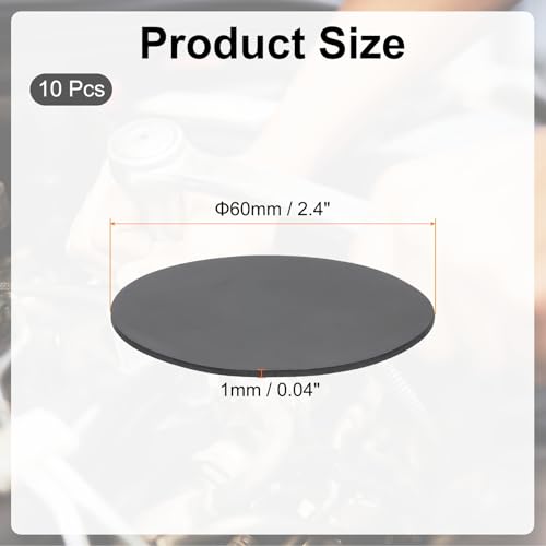 PATIKIL Rubber Solid Discs Washers, 10 Pcs 60mm OD x 1mm Thick Rubber Round Gasket Pad Bushings Spacer Washer for DIY Gasket Craft, Black - size: 60mm x 1mm