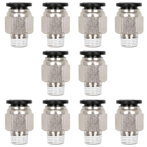 Beduan Pneumatic Push to Connect Fittings Male Straight PC 6mm Tube OD x 1/8 Inch Male Thread Push Lock Fittings (Pack of 10) - size: 6mm-1/8"NPT-10PCS, style: 10 Pcs