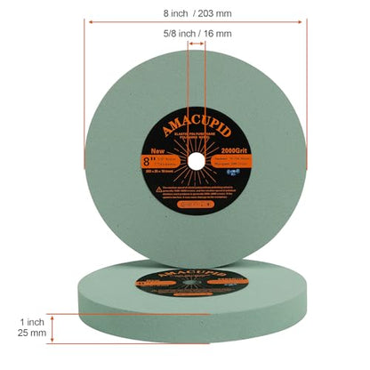 Polyurethane Buffing Wheels 2000 Grit. Mirror Polishing Stainless Steel (8 inch) - size: 8 inch