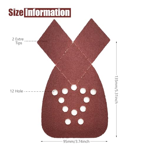 50PCS Mouse Sander Sandpaper with Extra 2 Tips for Replacement Detail Sander Sanding Pads 12 Holes Hook and Loop Black and Decker Mouse Sander Pads - style: 80Grits