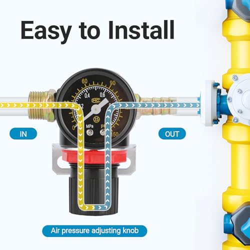 Aluminium Alloy Air Compressor Pressure Regulator Airtac AR2000 1/4'' PT with Bracket and Gauge 0-160 PSI Adjustable - style: Aluminium Alloy AR-2000