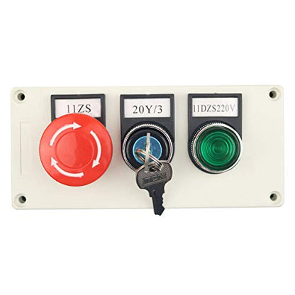 Green Light Momentary Mushroom Self Lock Push Button Key Switch Station
