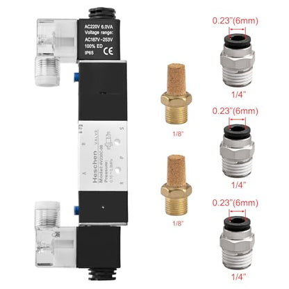 Heschen Electrical Pneumatic Solenoid Valve 4V230-08C 220VAC PT1/4 5 Way 3 Position CE