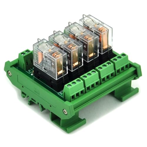 Electronics-Salon DIN Rail Mount AC/DC 24V Control 4 SPDT 16Amp Pluggable Power Relay Module, G2R-1-E - style: 4 Channel 24V
