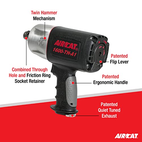 AIRCAT 1600-TH-A1 1" Composite Impact Wrench, 1,400 ft-lb Max Torque - size: 1-Inch
