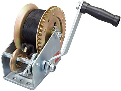 Torin 1600lbs Heavy Duty Hand Crank Winch – 32.8ft Nylon Strap, Two-Way Ratchet Boat Trailer Winch, Corrosion Resistant for Trucks, ATVs, Boats (Silver) - size: 1600 lbs, style: Nylon Strap 2024
