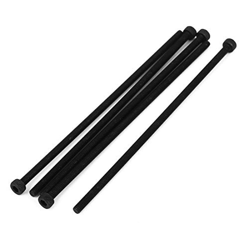 uxcell M3x100mm Fully Thread Hex Socket Head Knurled Cap Screw Bolt Black 5pcs - size: M3 x 100mm